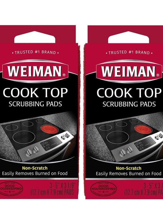 Weiman - Cook Top Scrubbing Pads, 3 Count, 2 Pack Cuts Through the Toughest Stains - Scrubbing Pads Carefully Wipe Away Residue - Image 1