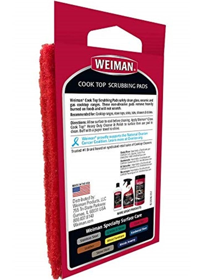 Weiman - Cook Top Scrubbing Pads, 3 Count, 2 Pack Cuts Through the Toughest Stains - Scrubbing Pads Carefully Wipe Away Residue - Image 1