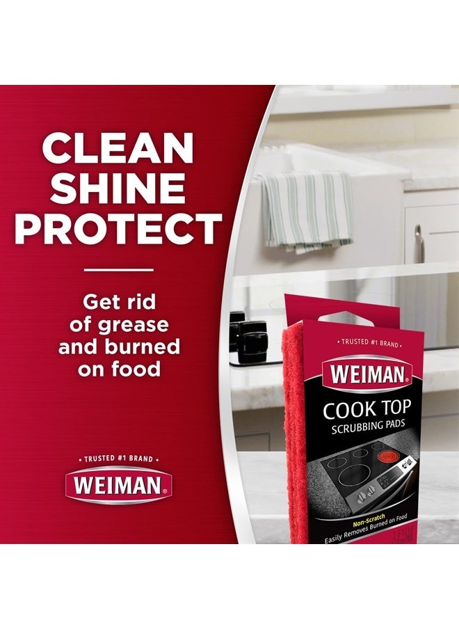 Weiman - Cook Top Scrubbing Pads, 3 Count, 2 Pack Cuts Through the Toughest Stains - Scrubbing Pads Carefully Wipe Away Residue - Image 1