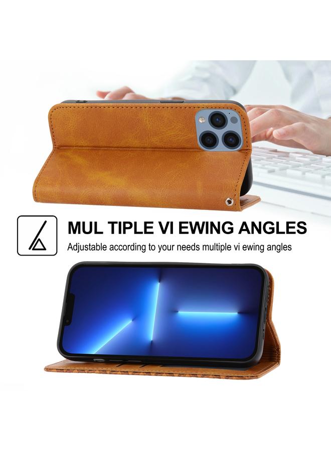 Zaboon Case For iPhone 11 Pro Cubic Grid Calf Texture Magnetic Closure Leather Phone Case - Image 5