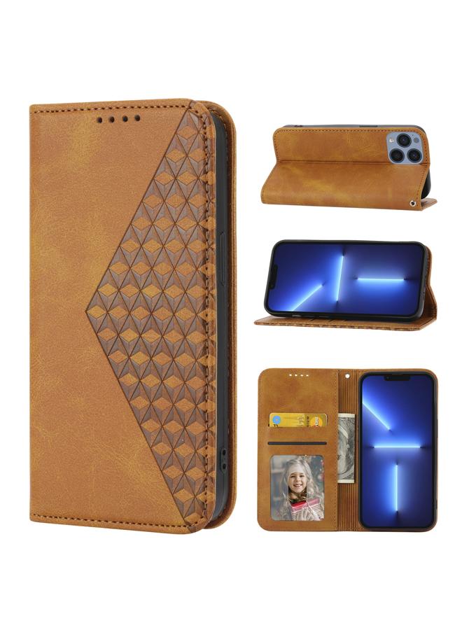 Zaboon Case For iPhone 11 Pro Cubic Grid Calf Texture Magnetic Closure Leather Phone Case - Image 1