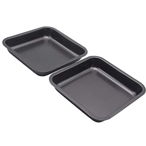 HYTK 2pcs Mini Baking Pans 8 X 8 Inch (Inner 7.5 X 7.5) Square Cake Pan Bread Pan Nonstick Heavy Carbon Steel Bakeware - Image 3
