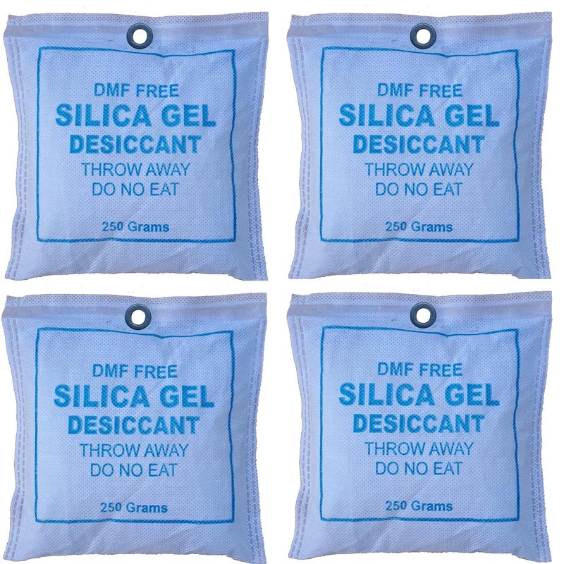 AONTAN ENTERPRISE AONTAN ENTERPRISE Silica gel packets 250 Gm Pack of 4 silica gel packets for cupboards Room Kitchen Shoe Wardrobe Car Camera Lenses Etc - Image 1