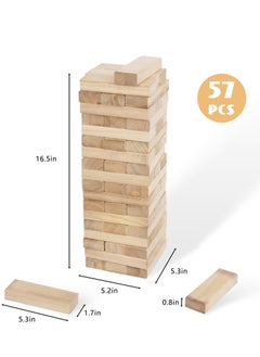 MUMS PLANET Wooden Games Jenga Classic Game with Magic Hardwood Blocks, Stacking Tower Game for 1 or More Players, Kids Toys Ages 6 and Up  - Image 2