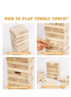 MUMS PLANET Wooden Games Jenga Classic Game with Magic Hardwood Blocks, Stacking Tower Game for 1 or More Players, Kids Toys Ages 6 and Up  - Image 3