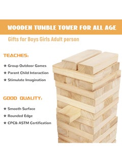 MUMS PLANET Wooden Games Jenga Classic Game with Magic Hardwood Blocks, Stacking Tower Game for 1 or More Players, Kids Toys Ages 6 and Up  - Image 5