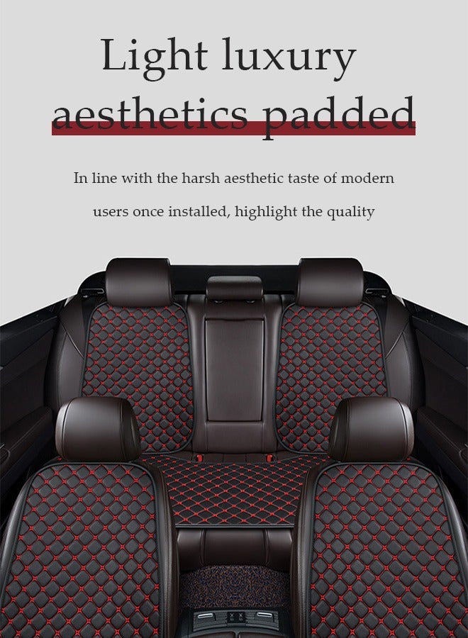 DUNISO 2PCS Universal Car Seat Cushion Set,Pu Leather Car Seat Bottom Covers Protectors, include one Front Driver Seat Pad Mat and one Front driver backrest cushion for Car SUV Pickup Seat Cooling Pad Cooling Seat Covers (black red) - Image 4