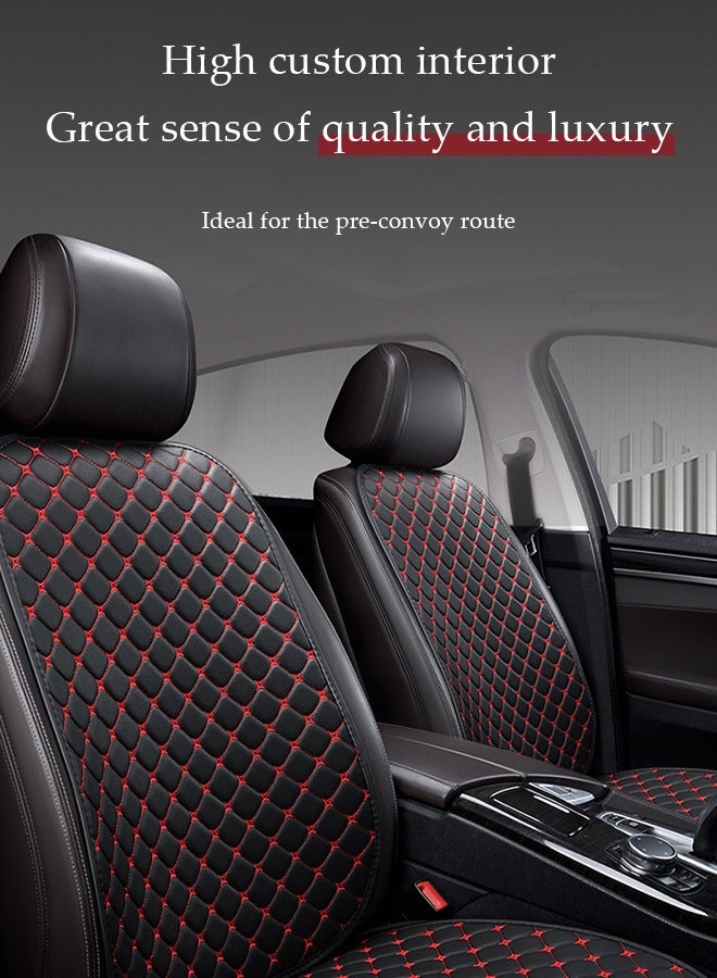 DUNISO 2PCS Universal Car Seat Cushion Set,Pu Leather Car Seat Bottom Covers Protectors, include one Front Driver Seat Pad Mat and one Front driver backrest cushion for Car SUV Pickup Seat Cooling Pad Cooling Seat Covers (black red) - Image 3