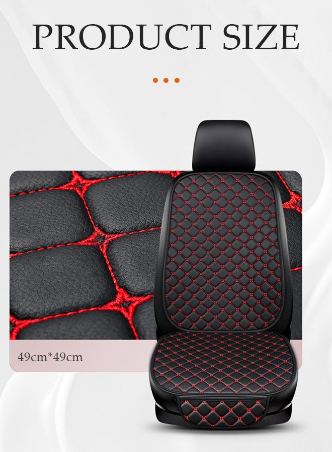 DUNISO 2PCS Universal Car Seat Cushion Set,Pu Leather Car Seat Bottom Covers Protectors, include one Front Driver Seat Pad Mat and one Front driver backrest cushion for Car SUV Pickup Seat Cooling Pad Cooling Seat Covers (black red) - Image 2