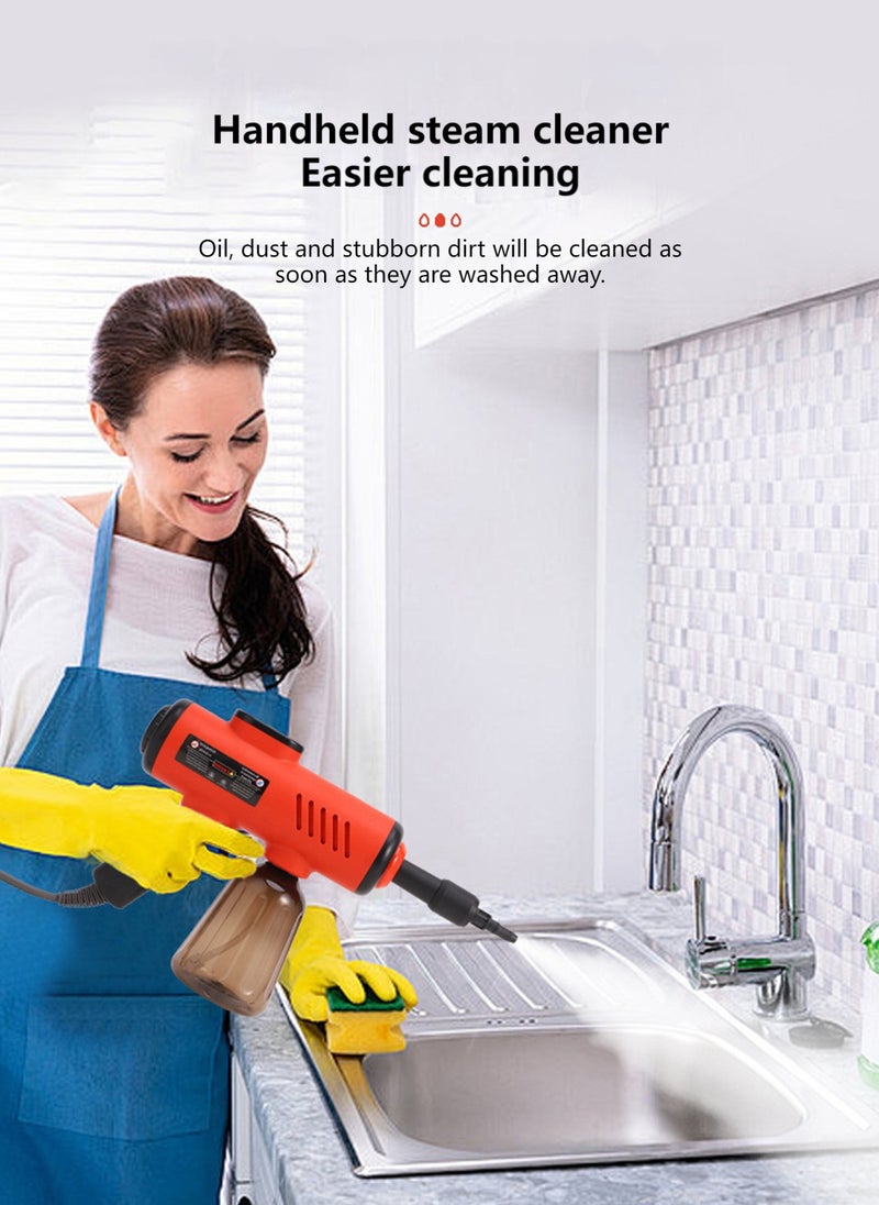 Sharpdo Pressurized Handheld Steam Cleaner with 7 pcs Accessories, Hands-free Portable Steamer for Home Use, Steamer for Cleaning Floor, Upholstery, Grout and Car (Red) - Image 3