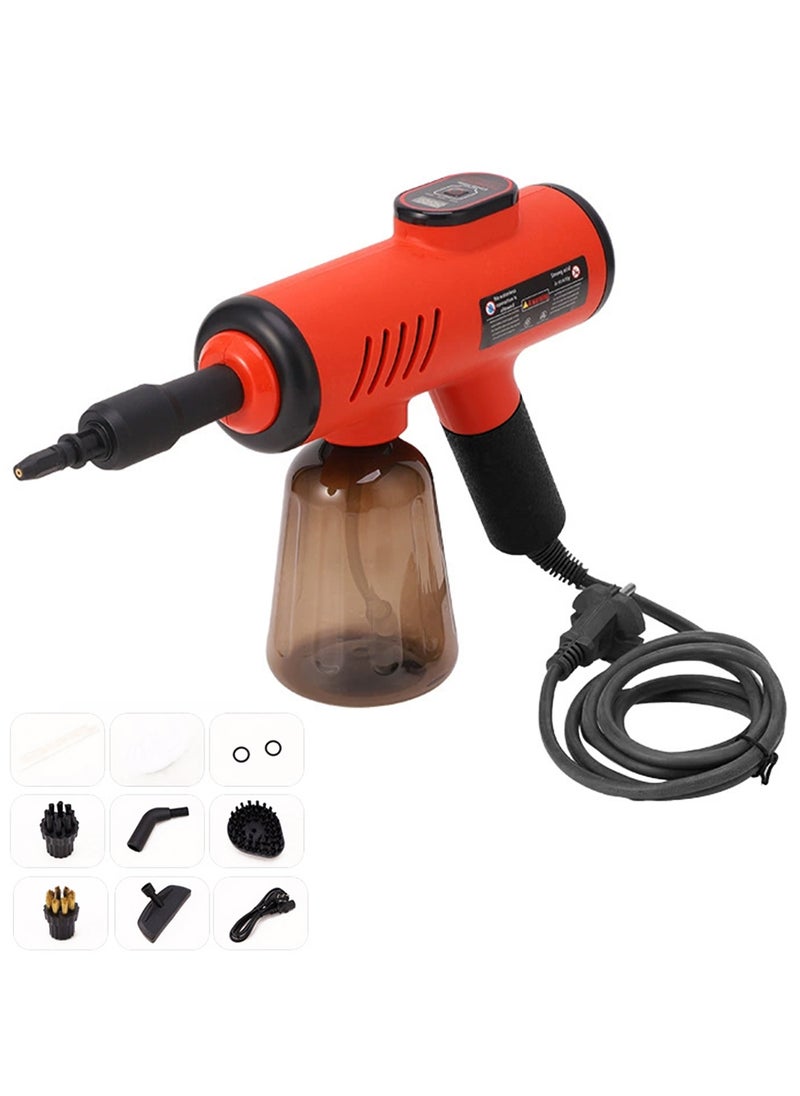 Sharpdo Pressurized Handheld Steam Cleaner with 7 pcs Accessories, Hands-free Portable Steamer for Home Use, Steamer for Cleaning Floor, Upholstery, Grout and Car (Red) - Image 1
