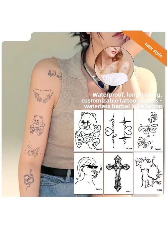 Waterless Semi-Permanent Tattoo Stickers Assorted Designs Dark Blue 6 Pieces 60x80 mm - Image 5