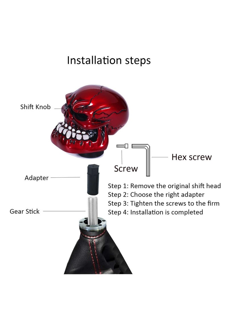 Generic Car Modification Skull Head Transmissions Gear Shifter Stick Handle and A Red Color Fit Most Cars Truck SUV  - Image 5