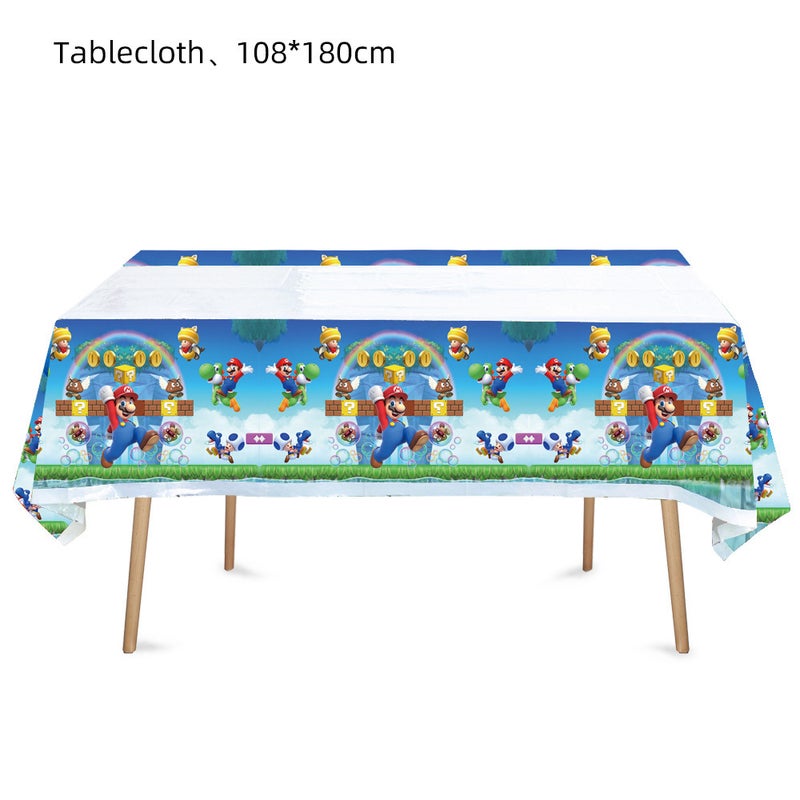 New Blue Mario Theme Birthday Party Decor Tablecloth 1p-Blue Mario 