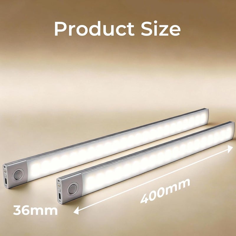 رايتشر مصباح ليلي يعمل بحساس الحركة LED – قابل لإعادة الشحن عبر USB، تركيب مغناطيسي، 3 أوضاع للألوان، ضوء ليلي لاسلكي للمطبخ، غرفة النوم، الخزانة، الدرج، الممر (مصباح مزدوج ثلاثي الألوان 160-LED) - Image 4