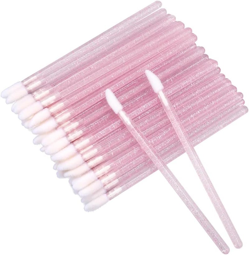 G2PLUS 100 PCS Lip Brushes Pink Lip Wands Crystal Lipstick Lip Applicator Wands for Lips Eyes and Makeup Application