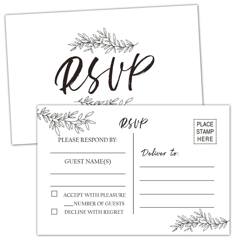 EKSPLODI 50 RSVP Cards Response Cards for Wedding Rehearsal Dinner Baby Bridal Showers Birthdays Engagements Bachelorette Parties