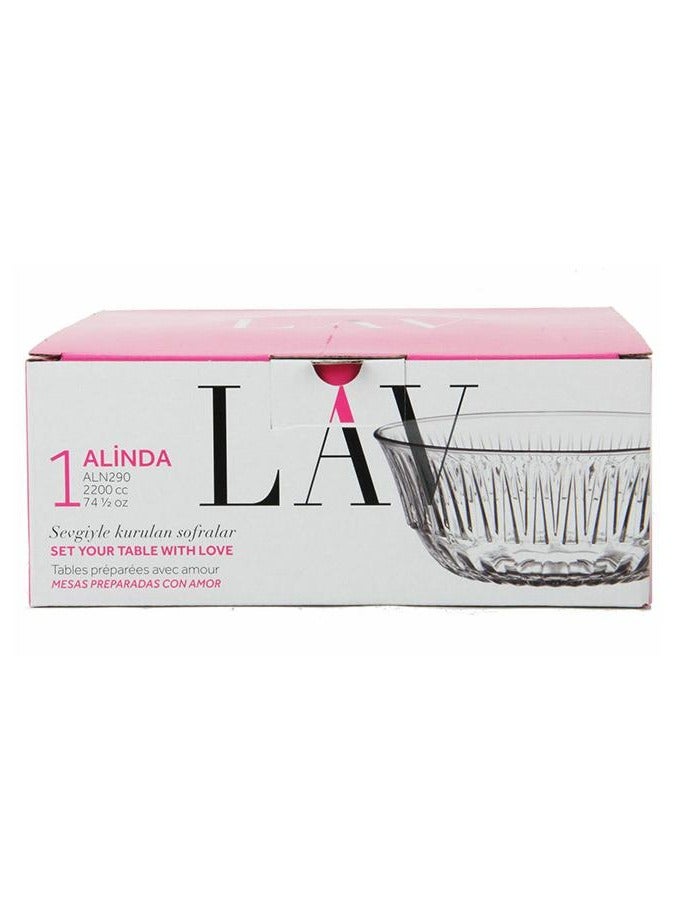 LAV وعاء زجاجي أليندا – سعة 2200 مل – ارتفاع 93 مم × عرض 225 مم – وعاء تقديم شفاف وأنيق للمطبخ والطعام - Image 3