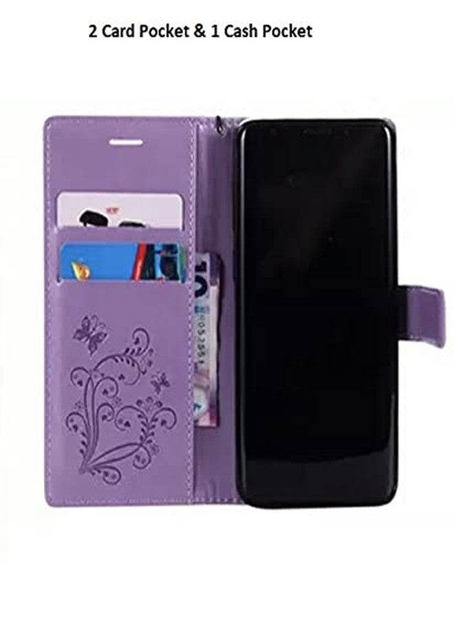 TELETEL Diva Series Butterfly Embossing Pu Leather Flip Wallet Case Cover with Card Holder | Magnetic Closure (Purple) for Oppo Reno 7 Pro - Image 3