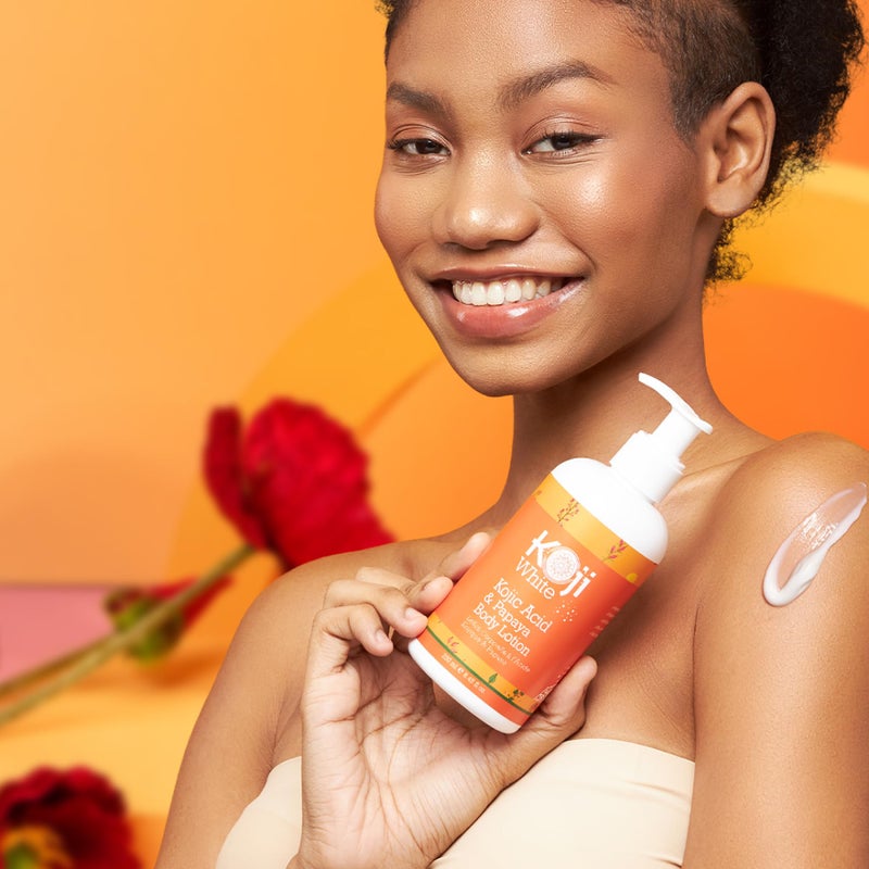 Koji White Kojic Acid & Papaya Body Lotion - Exfoliating, Hydrating, Moisturizing, Skin Care for Sun-Damaged Skin, Vegan, Paraben-Free, 8.45 Fl Oz (1 Bottle) - Image 4