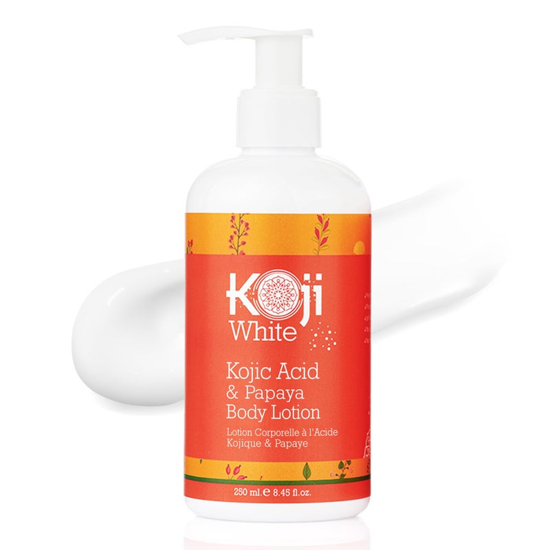 Koji White Kojic Acid & Papaya Body Lotion - Exfoliating, Hydrating, Moisturizing, Skin Care for Sun-Damaged Skin, Vegan, Paraben-Free, 8.45 Fl Oz (1 Bottle) - Image 1