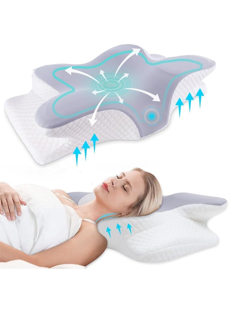 hayapoint Memory Foam Cervical Pillow for Neck & Shoulder Pain, Ergonomic Butterfly Shape, Orthopedic Support for Side, Back & Stomach Sleepers - Image 1