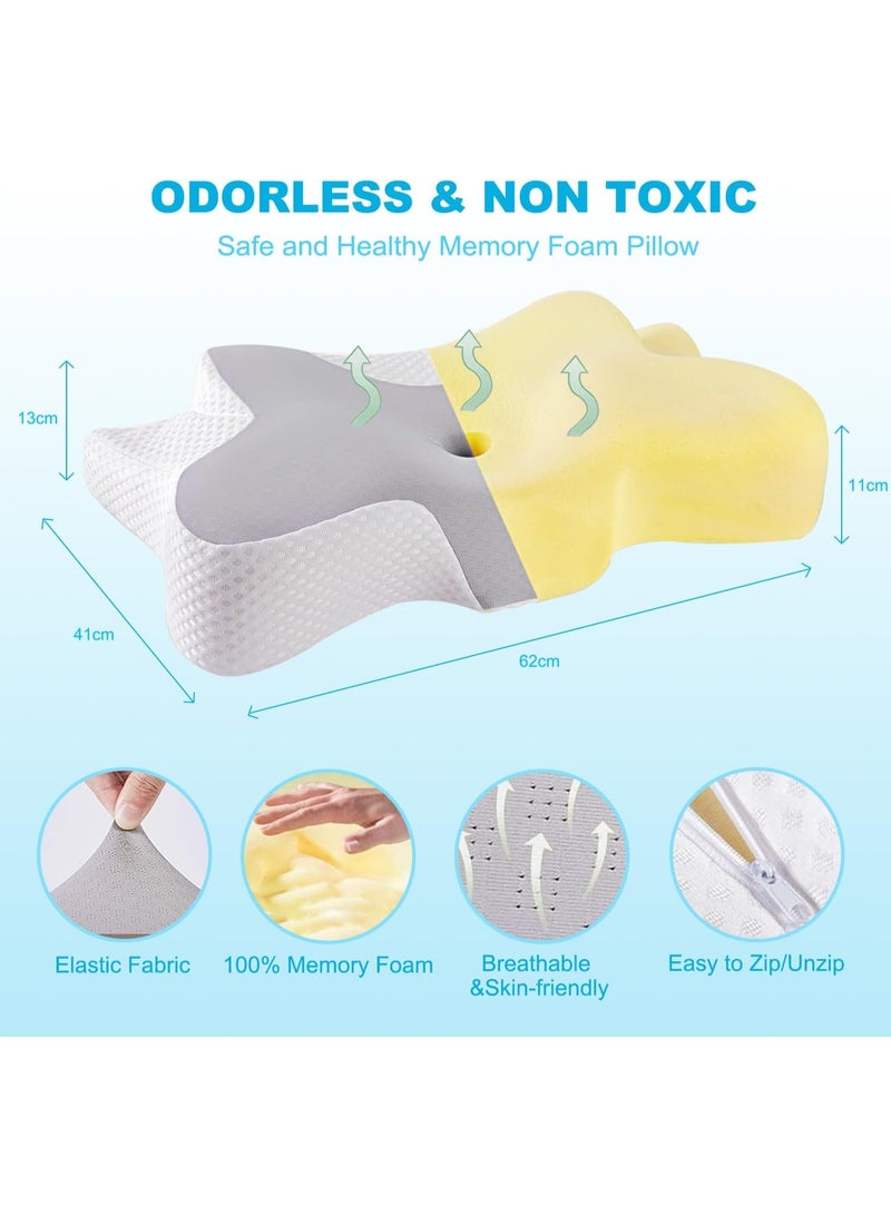 hayapoint Memory Foam Cervical Pillow for Neck & Shoulder Pain, Ergonomic Butterfly Shape, Orthopedic Support for Side, Back & Stomach Sleepers - Image 5