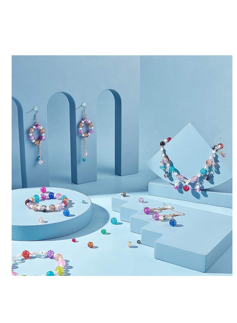 Excefore 200pcs 10 Color Crackle Lampwork Glass Beads 8mm Round Handcrafted Crackle Beads Crystal Beads for Summer Beading Friendship Bracelet Mother's Day Jewelry Making Ornament - Image 3