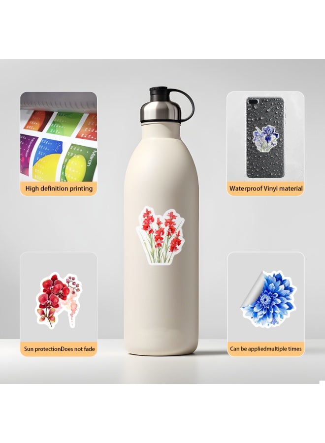 قوس قزح أورينبو ملصقات زهور ديزي 50 قطعة لأجهزة الكمبيوتر المحمول ملصقات زهور هدية للأطفال الصغار والمراهقات والفتيات أدوات كاواي لطيفة رائعة وملصقات زينة لزجاجة هيدرو - Image 4