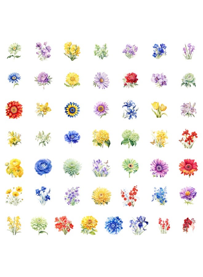 قوس قزح أورينبو ملصقات زهور ديزي 50 قطعة لأجهزة الكمبيوتر المحمول ملصقات زهور هدية للأطفال الصغار والمراهقات والفتيات أدوات كاواي لطيفة رائعة وملصقات زينة لزجاجة هيدرو - Image 2