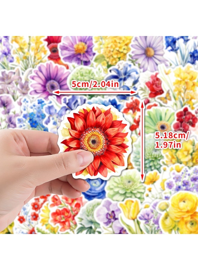 قوس قزح أورينبو ملصقات زهور ديزي 50 قطعة لأجهزة الكمبيوتر المحمول ملصقات زهور هدية للأطفال الصغار والمراهقات والفتيات أدوات كاواي لطيفة رائعة وملصقات زينة لزجاجة هيدرو - Image 5