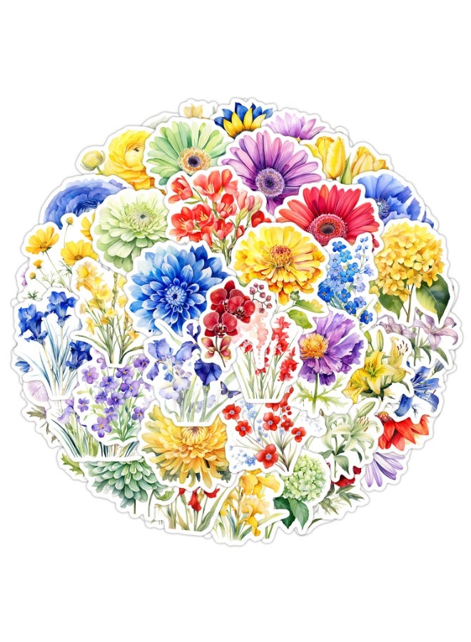 قوس قزح أورينبو ملصقات زهور ديزي 50 قطعة لأجهزة الكمبيوتر المحمول ملصقات زهور هدية للأطفال الصغار والمراهقات والفتيات أدوات كاواي لطيفة رائعة وملصقات زينة لزجاجة هيدرو - Image 1