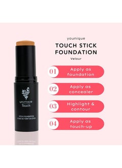 Younique Touch Stick Foundation | Velour | Medium to Full Coverage & Concealer | Velvet Finish | Squalane & Safflower Seed Oil Infused | For Smooth, Flawless Skin | Travel-Friendly Makeup Stick  - Image 3