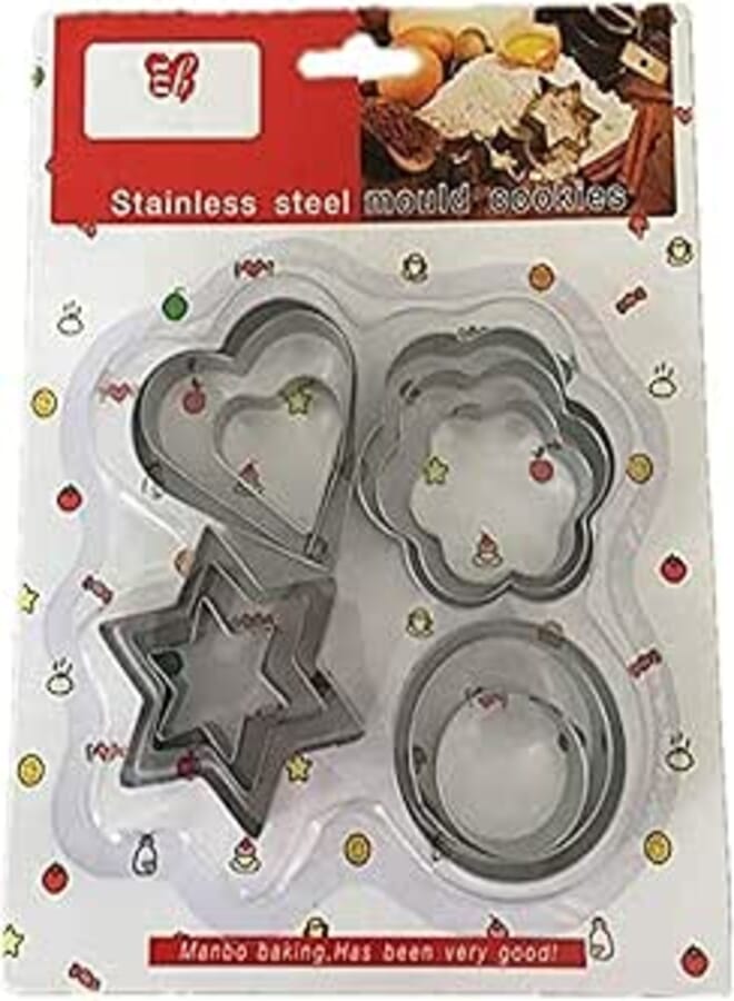 Spaceshoop Snowflake Star Shaped Multifunctional Christmas Stainless Steel Cookie Cutters (12 Pieces, Silver)