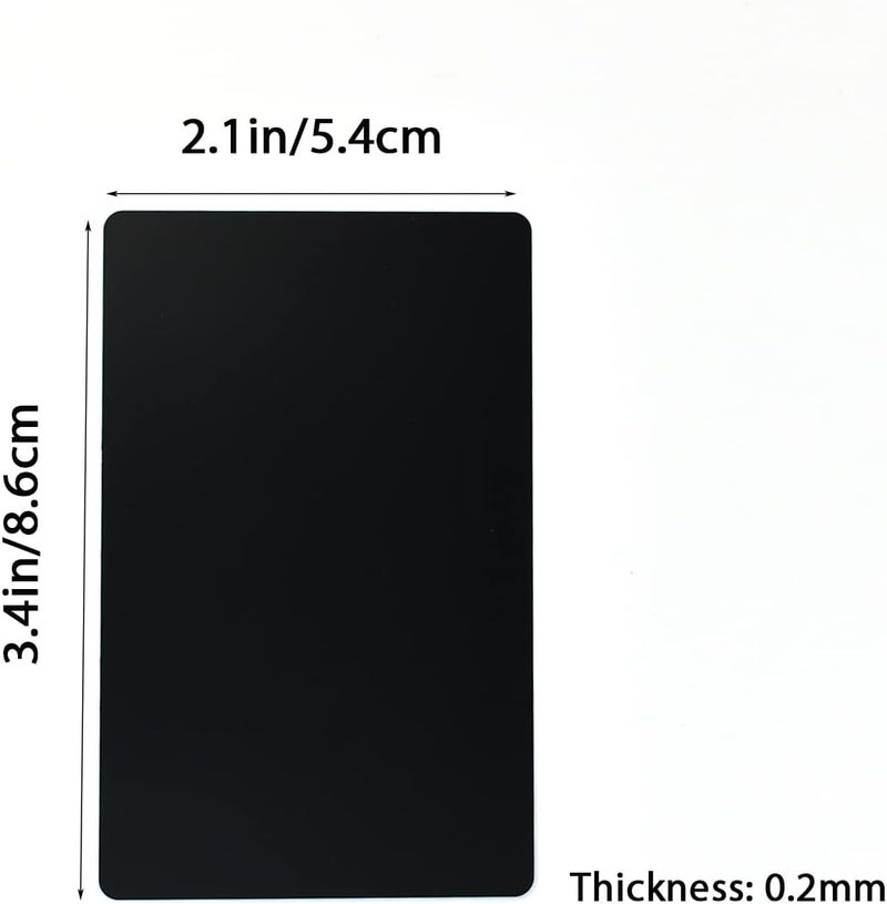 Bilkeru 100pcs Blank Metal Business Cards Thickness 0.2 mm Aluminum Sublimation Cards Laser Engraving Cards for Customize Promotion Gift Card, Office Name Cards, Laser Engraving, 3.4 x 2.1 Inch (Black) - Image 2