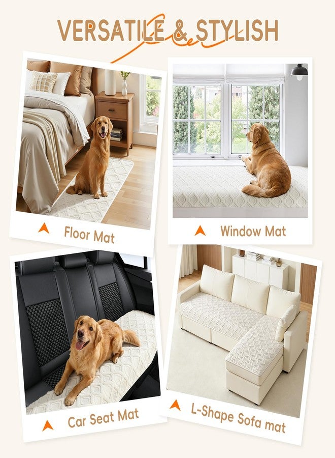 Arfntevss Couch Cover for Dogs Plush Washable Sofa Covers for 3 Cushion Couch Pet Friendly Fuzzy Sofa Slipcover 3 Seat Anti-Slip Boho Sectional Furniture Protector (Jacquard Plush Cream, 35.5" x 71") - Image 5