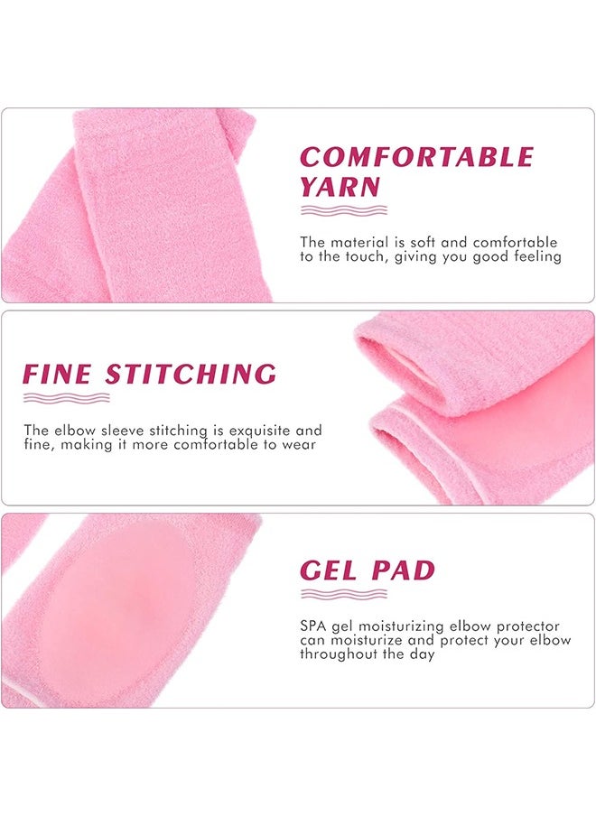 HS Gel Elbow Sleeves 2 Pairs Elbow Moisturizing Sleeve Gel Cover For Dry Cracked Skin Care Elastic And Breathable Elbow Sleeves For SPA Driving Hiking Biking Dust Pollution Protection Sunburn  - Image 2