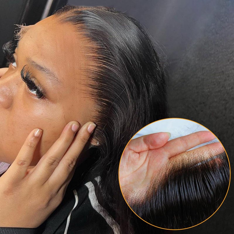 BEEOS 0.10mm Ultra-thin SKINLIKE Real HD Lace Wig, 13x4 Full Frontal 180% Density Pre Plucked Clean Hairline Bleached Knots HD Lace Straight Bob Human Hair Wig 14 Inch - Image 2
