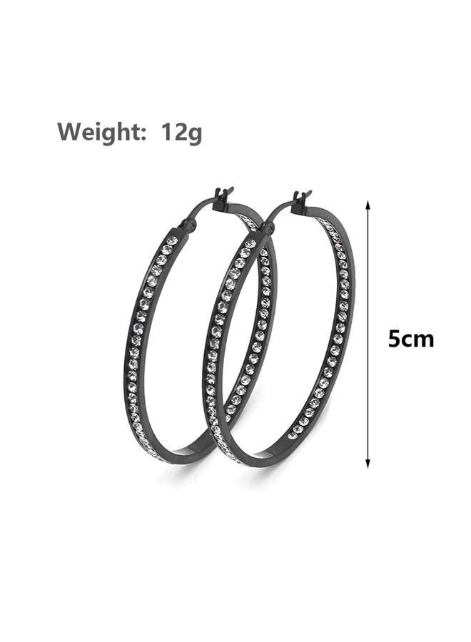 GIGB PBDK Bling Rhinestone Big Hoop Earrings for Women,Simple Black Cubic Zirconia Huggie Earrings,Trendy Gold Loop Earring Aesthetic Party Jewelry Accessories, Large, Metal, No Gemstone - Image 3