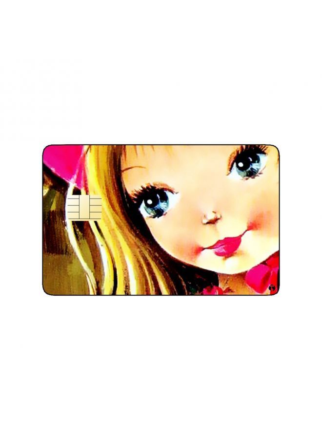 RKN PRINTED BANK CARD STICKER Cute Girl Drawing With Roses - Image 2