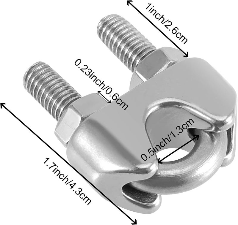 FUNSUEI 20 Pack 3/8 Inch Heavy Duty Stainless Steel Wire Rope Clamps - Image 2