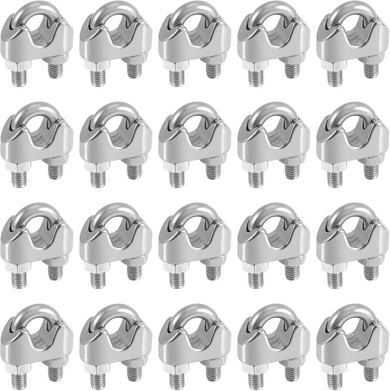 FUNSUEI 20 Pack 3/8 Inch Heavy Duty Stainless Steel Wire Rope Clamps - Image 1
