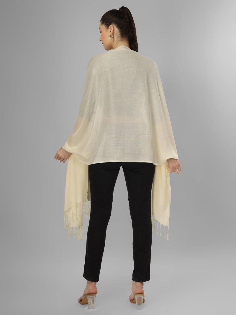 A R Silk DUPATTA HUB Solid Plain Cotton Scarf, scarves, stole & Shawl for Womens and girls,Off White(ARS01159) - Image 3