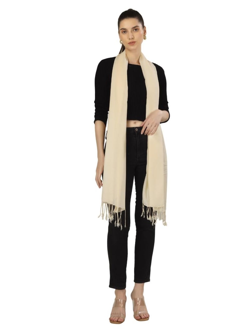 A R Silk DUPATTA HUB Solid Plain Cotton Scarf, scarves, stole & Shawl for Womens and girls,Off White(ARS01159) - Image 1