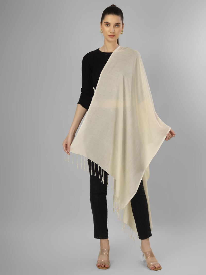 A R Silk DUPATTA HUB Solid Plain Cotton Scarf, scarves, stole & Shawl for Womens and girls,Off White(ARS01159) - Image 2