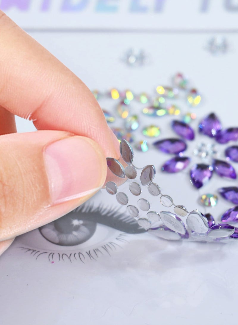 SYOSI 8 Sets Face Gems Face Jewels Stick on Eyes Body Fairy Rave Outfits Makeup-Crystals Face Rhinestones Jewelry Temporary Tattoos Stickers  - Image 5