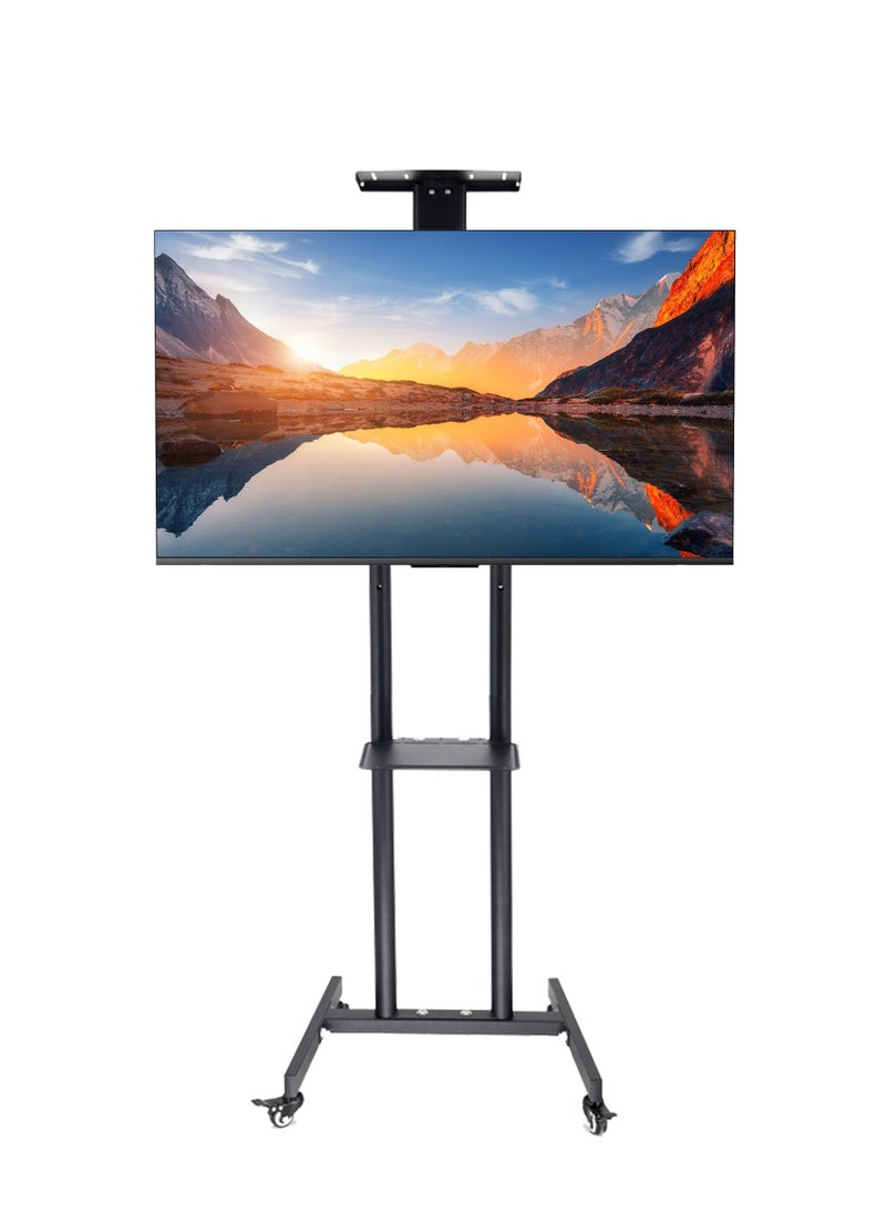 FlashHawk Mobile TV Stand for 32 to 55 inch TVs, Height Adjustable Portable TV Stand with Wheels and Tray for Audio-Visual Devices,Bedroom, Living Room  - Image 1