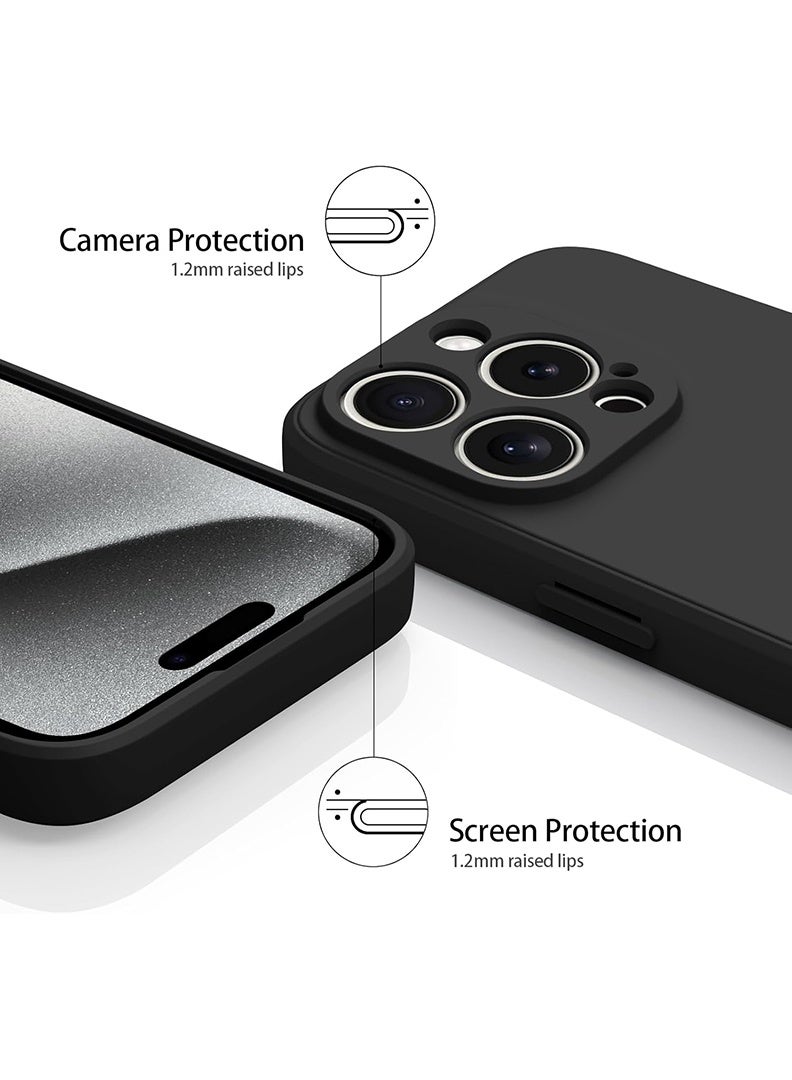 Theodor iPhone 16 Pro Max Protective Slim Fit Case Liquid Silicone Cover with Full Body Protection Anti-Scratch Shockproof Case For Black  - Image 4