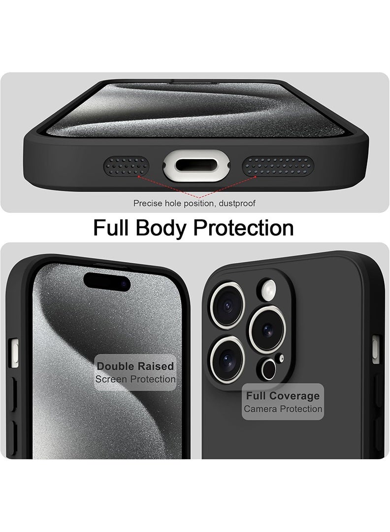 Theodor iPhone 16 Pro Max Protective Slim Fit Case Liquid Silicone Cover with Full Body Protection Anti-Scratch Shockproof Case For Black  - Image 3
