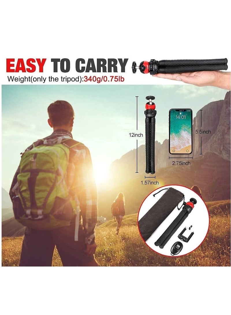 ELTRAZONE Flexible Tripod，12 Inch Phone Tripod for iPhone and Android Phone, Action Camera Tripod for GoPro Canon Nikon DSLR  - Image 5